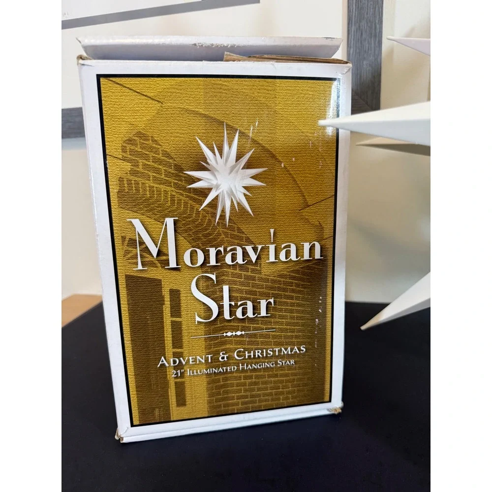 Vintage Moravian Star 21in Illuminated Hanging Star Light Christmas Advent Decor